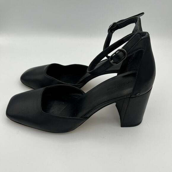 Nordstrom Women's Black Ankle Strap Square Toe Heels Size 6M - Picture 4 of 9